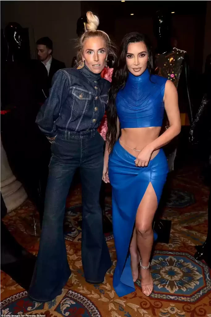 Kim Kardashian in blue color dress